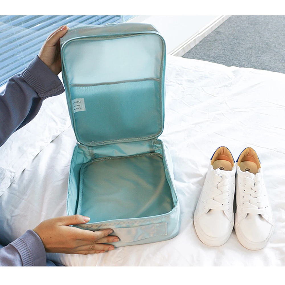 2 Layer Portable Waterproof Travel Storage Bag Organizer Shoes Pouch Shoe Tote Zipper Pouch Storage Organizer 9 Colors