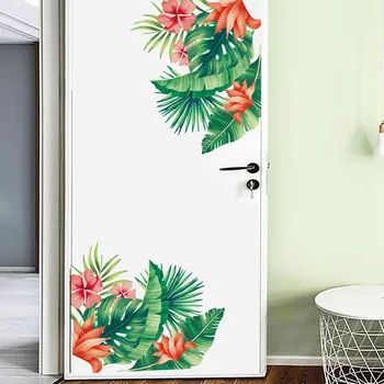 

Tropical Plants Wall Decals Flowers Fresh Leaves Self-adhesive Vinyl Wall Sticker for Home Living Room Office 70X41cm decoration