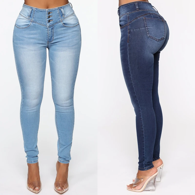 

Women High Waisted Skinny Jeans Stretch Slim Fit Denim Pencil Pants Mujer Sexy Push UP Jean Trousers Button Fly Feminina Jeans