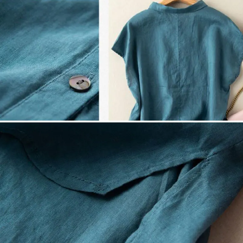 Cotton and linen casual shirt women's fashion summer 2021