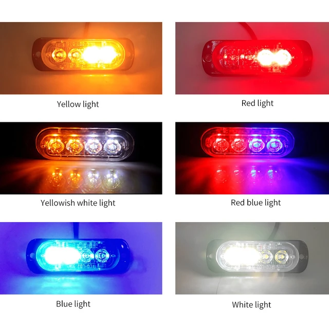 Lumière stroboscopique à 4 LED 12V-24V, 1/2 pièces, clignotant, barre,  voiture, camion, lampe, feu de circulation jaune ambre - AliExpress