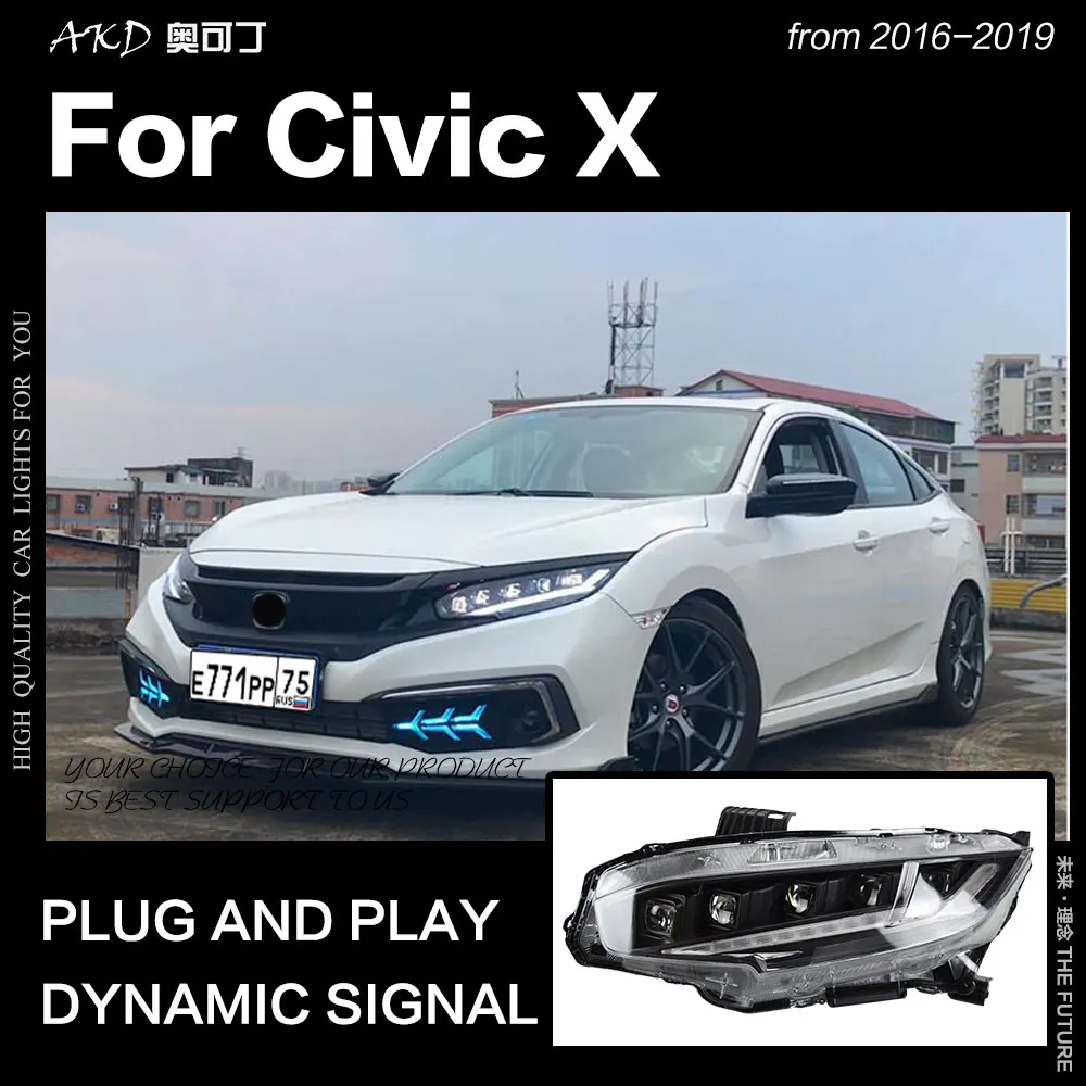 Автомобильный Стайлинг для Honda Civic фары- Civic светодиодный светодиодные дневные ходовые огни на передних фарах Головной фонарь светодиодный ближнего света аксессуары для дальнего света