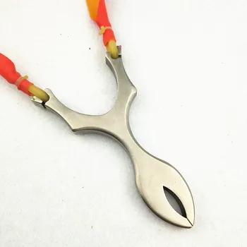 

New wide hot sale stainless steel hunting slingshot with natural latex flat rubber band suitable for outdoor shooting competitio