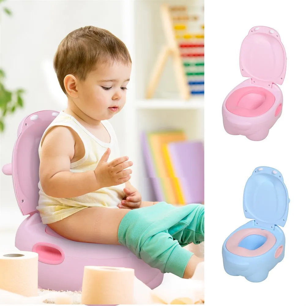 HOMCOM Inodoro Infantil para Bebés Orinal Extraíble con Forma de Hipopótamo  con Asas Aprender Entrenamiento 40x30x23cm Rosa Indorno 40x30x23 cm