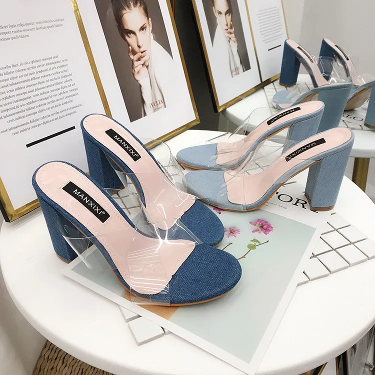 

Fashion Womens Shoes 2019 Clear Heels Chunky Sandals Open Toe Suit Female Beige Cross Luxury Women's Block Comfort Block Ladies