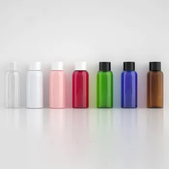 

50pcs 50ml Colored Round Empty Plastic Refillable Bottle With Screw Caps Makeup Container PET Bottles 50cc Screw Top Bottles DIY