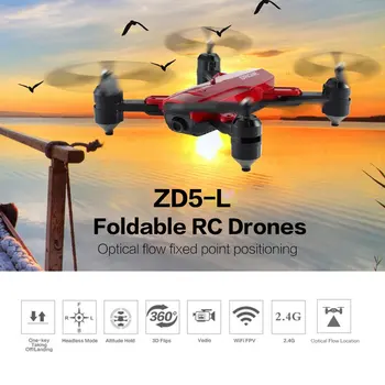 

ZD5-L 720P /1080P/4K Optical Flow Dual Camera Foldable RC FPV Drones With WIFI RC Helicopter Aircraft Model Toys Smart Follow
