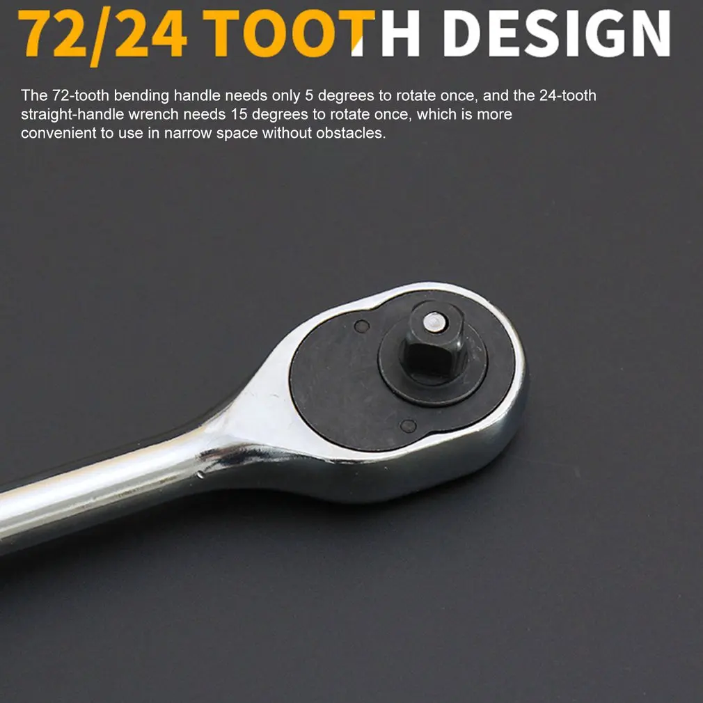 1/2 Inch Two-Way Retractable Fast Ratchet Wrench Long Sleeve Large Flying Wrench 72 Tooth Telescopic Handle Afterburner Tool