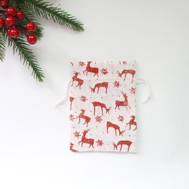 Bird New Year Bag Jewelry Sachet Packing Organizer Christmas Pouches 10Pcs/Lot Santa Gift Drawstring Bag Can Print Logo