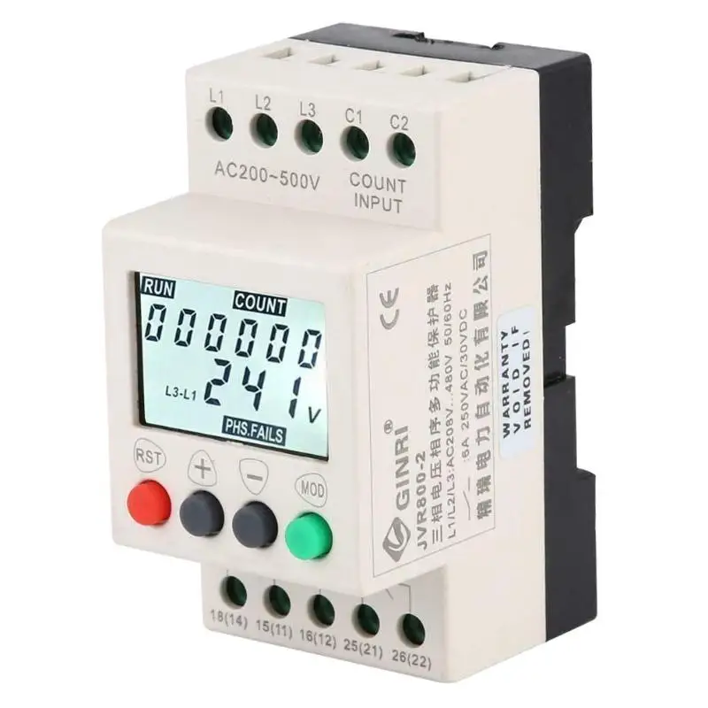 

3 Phase Protective Relay Fashionable Din Rail Over/Under Voltage Protective Device Protector Necessary Household Supplies