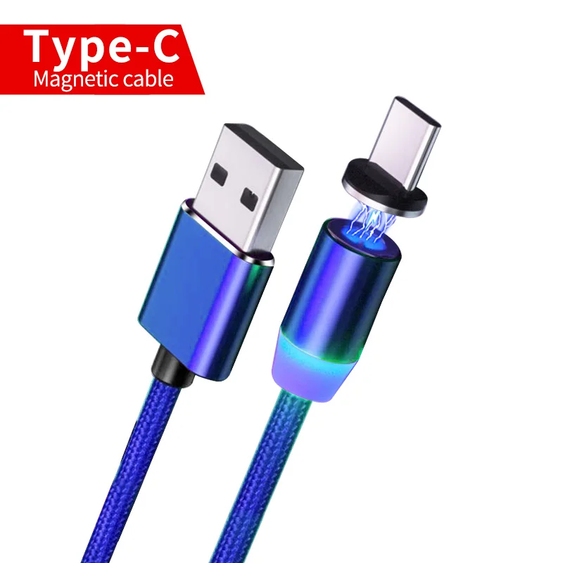 Магнитный зарядный кабель Olaf для быстрой зарядки Micro usb type C кабель для iPhone 11 samsung S7 Xiaomi huawei Магнитный провод для мобильного телефона - Цвет: Type C - Blue