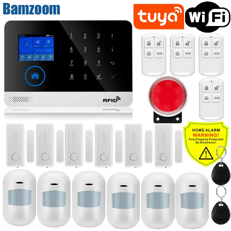 Tuya Wifi GSM Alarm System Wireless Detectors Alarm Smart Home APP Control English/Russian/Spanish/France/Italian ring alarm hub plus keypad Alarms & Sensors