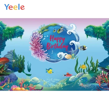 

Summer Seabed Shell Fish Coral Mermaid Baby Birthday Custom Photography Backdrops Background For Photo Studio Vinyl Photophone