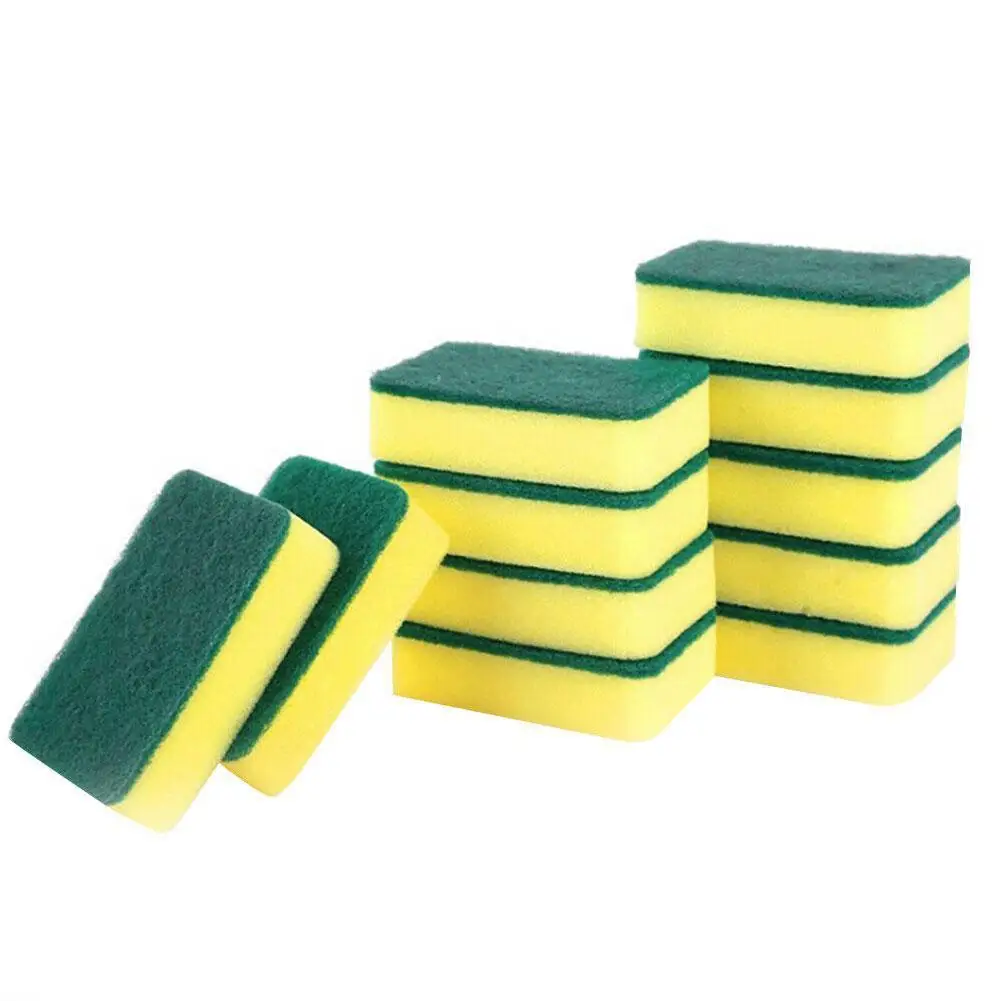 1pc Yellow Dishwashing Sponge Kitchen Emery Magic Clean Rub Pot Rust Focal Stains Removing Kit