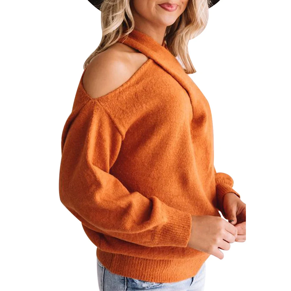 Bohisen 2019 New Women's Fashion Casual Halter Neck Sweater Knitted Stretchy Pullover Sweaters Solid Color Choker Sweater Bohisen 2019 New Women's Fashion Casual Halter Neck Sweater Knitted Stretchy Pullover Sweaters Solid Color Choker Sweater
