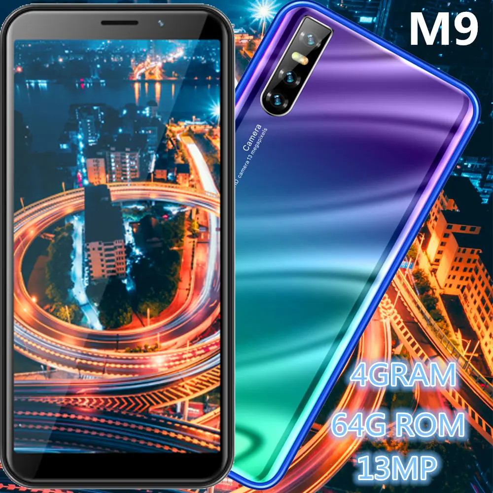 M9 смартфон с четырехъядерным процессором ОЗУ 4 Гб ПЗУ 64 ГБ 5 Мп + 13 МП Android 2-мя