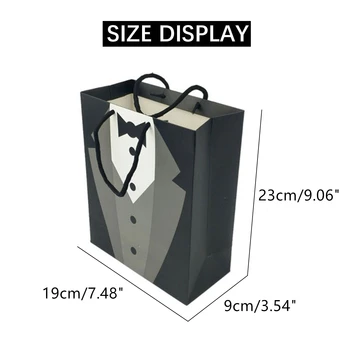 

New Paper Gift Bags Wedding Decoration Cosmetics Paper Tote Bag Groom Tuxedo White Shirt Handbag Party Shopping Packing Bags 1pc