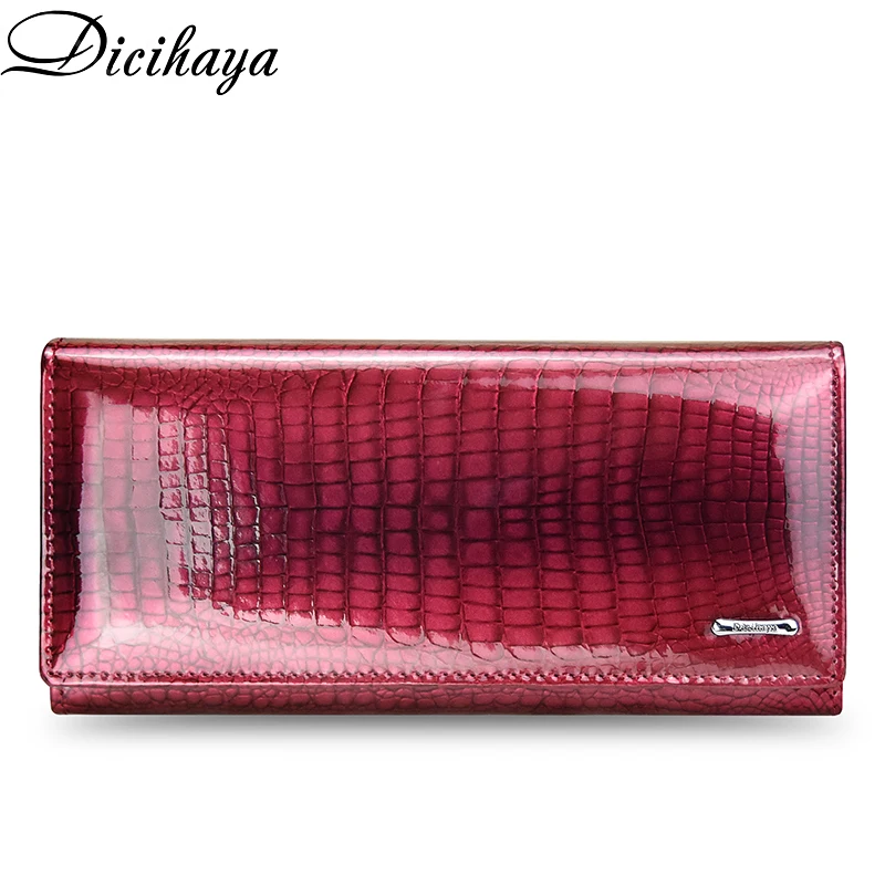 Women Clutch Wallet DICIHAYA Handy Genuine-Leather Card-Holder Portomonee-Clamp Coin-Purse