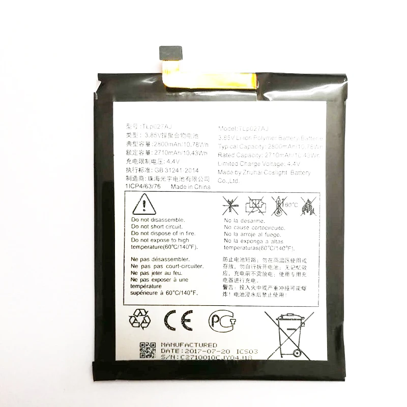 Полная 2800mAh TLP027AC TLP027AJ сменная батарея для Alcatel A5 LED 5085D 5085Y Idol 5 6085D PULSEMIX OT5085C