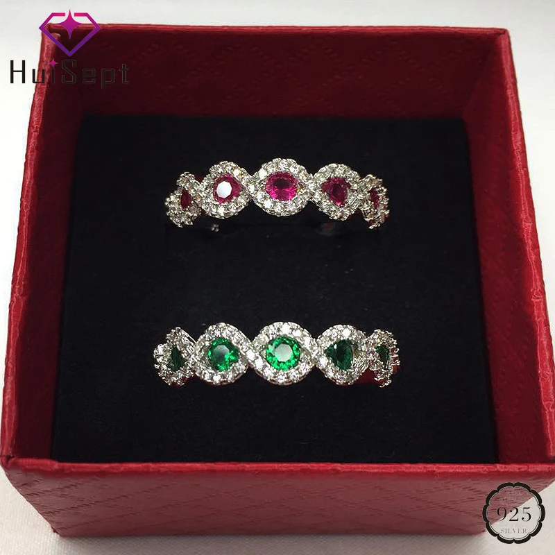 HuiSept Fashion Silver 925 Ring Jewellery Ruby Emerald Gemstones Zircon Female Rings for Wedding Party Gifts Ornaments Wholesale HuiSept Fashion Silver 925 Ring Jewellery Ruby Emerald Gemstones Zircon Female Rings for Wedding Party Gifts Ornaments Wholesale