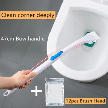 

Disposable Toilet Bowl Cleaner Brush With 12 Scrubber Head Cleaning Tools Set Bathroom Accessories Household