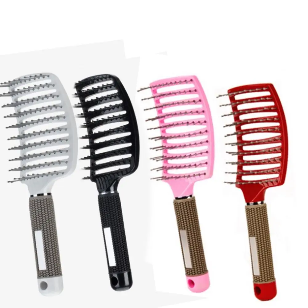 

2 Color Women Hair Scalp Massage Comb Bristle Nylon Hairbrush Wet Curly Detangle Hair Brush for Salon Hairdressing