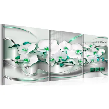 

Framed Green Orchid Flower Canvas Painting Picture Ready To Hang Print Poster Wall Art for Living Room Botainical Home Decor