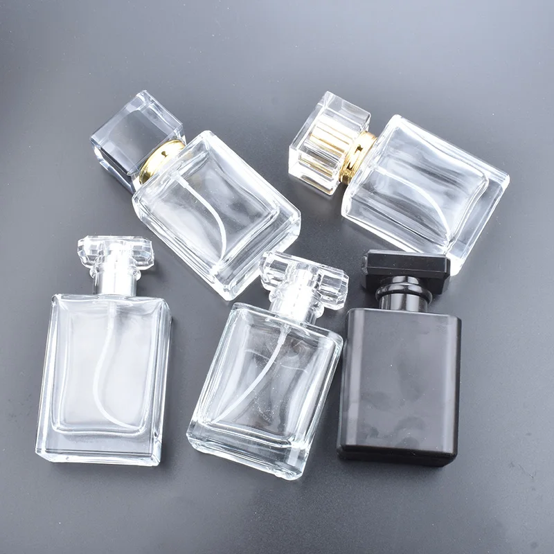 5pcs 50ml Transparent Black Perfume Bottles Travel Pocket Glass Spray Bottles Empty Bottles Mist Spray Bottle Dispenser Atomizer