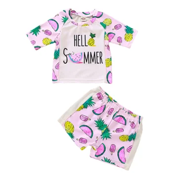 

bunvel Bohemian Kids Baby Girls Swimsuit Pineapple Watermelon Print Beachwear Summer Toddler Baby Girls Clothes Outfits