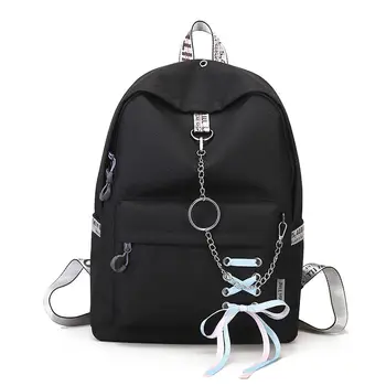 

Fashion big capacity shopping bag laptop backpack rucksack canvas bags student womens school Bags(Black)