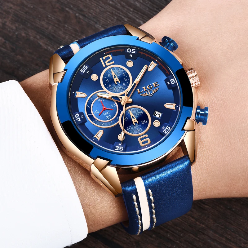 2019 LIGE Mens Watches Top Brand Luxury Sports Quartz Men Watch Waterproof Chronograph Wristwatch Date Clock Relogio Masculino