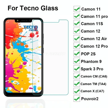 Перейти на Алиэкспресс и купить 3-1 шт. закаленное стекло для Tecno Camon 11S 11 12 Air Spark 3 Pro POP 2S Phantom 9 Pouvoir 2 X см Защитная пленка для экрана
