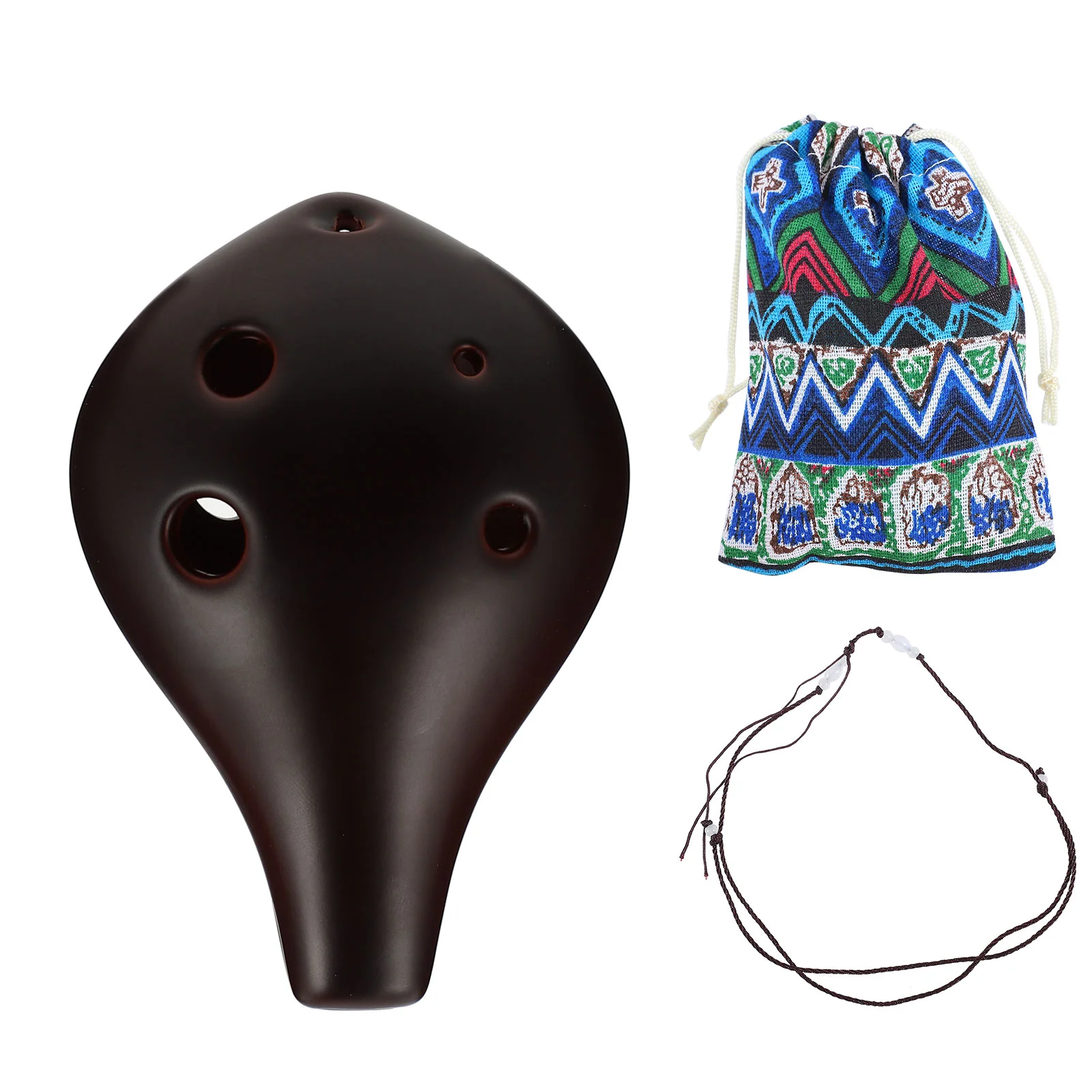 1 Set 6 Hole Ocarina Dolomite Ocarina Alto Ocarina Instrument Gift (with Random Color Bag