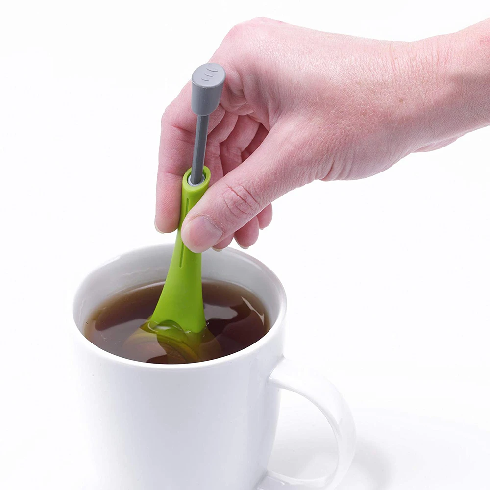 Food Grade Flavor Total Tea Infuser Gadget Measure Swirl Steep Stir and Press Plastic Tea&Coffee Strainer Tea Filter Tea Bag