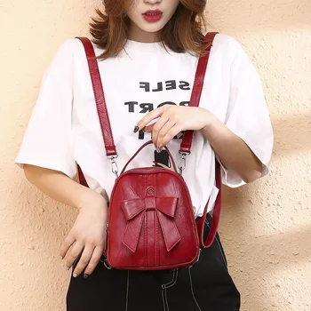 

2020 new women's backpack large capacity fashion ladies backpack double zipper solid color anti-theft backpack