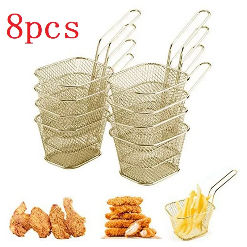 18cm Stainless Steel Chip Pan Basket Deep Fryer Basket For Chips Onion Vegetable 