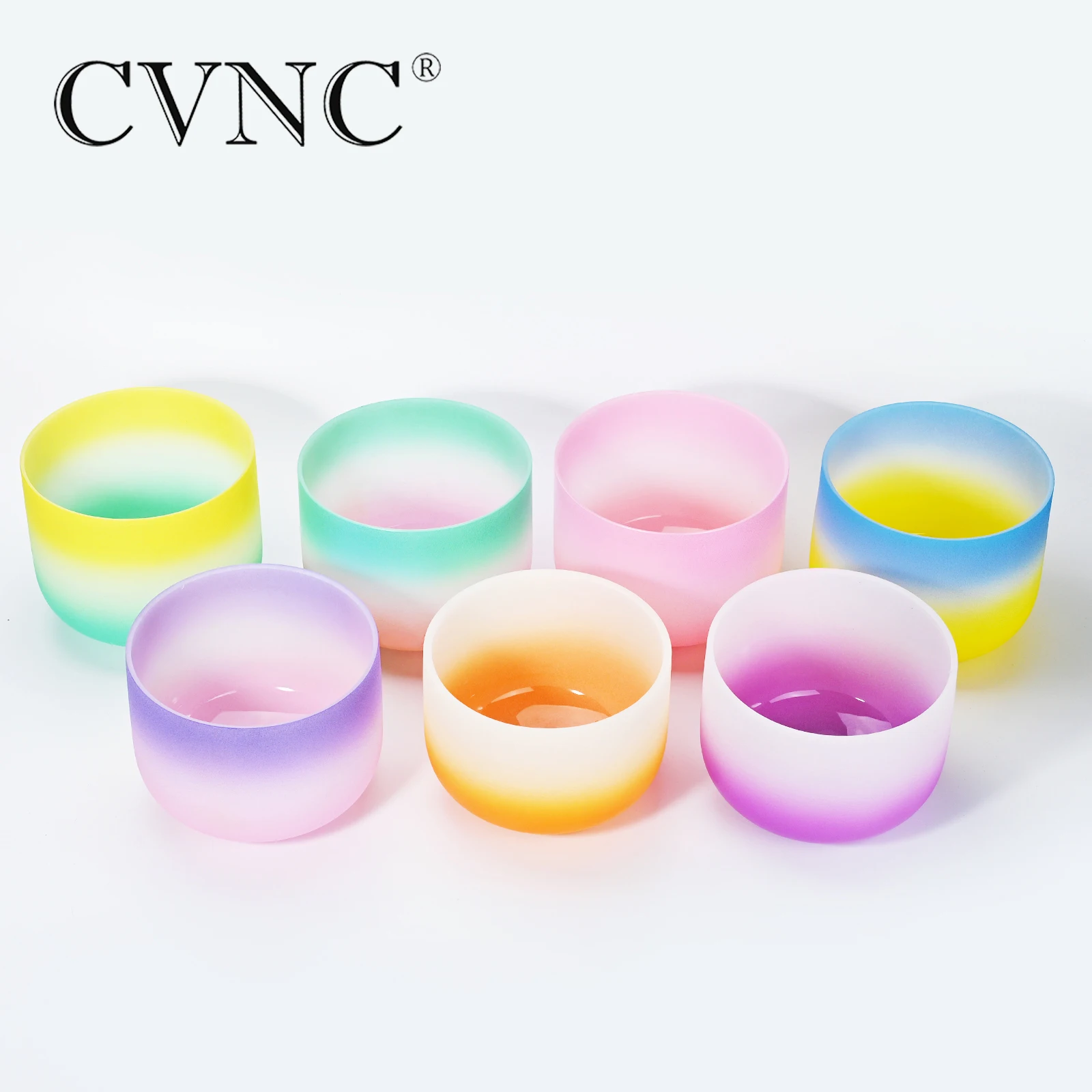 CVNC 1PC 10 Inch Chakra Third Eye Crown Root Sacral Solar Heart Throat Frosted Quartz Crystal Singing Bowl Meditation