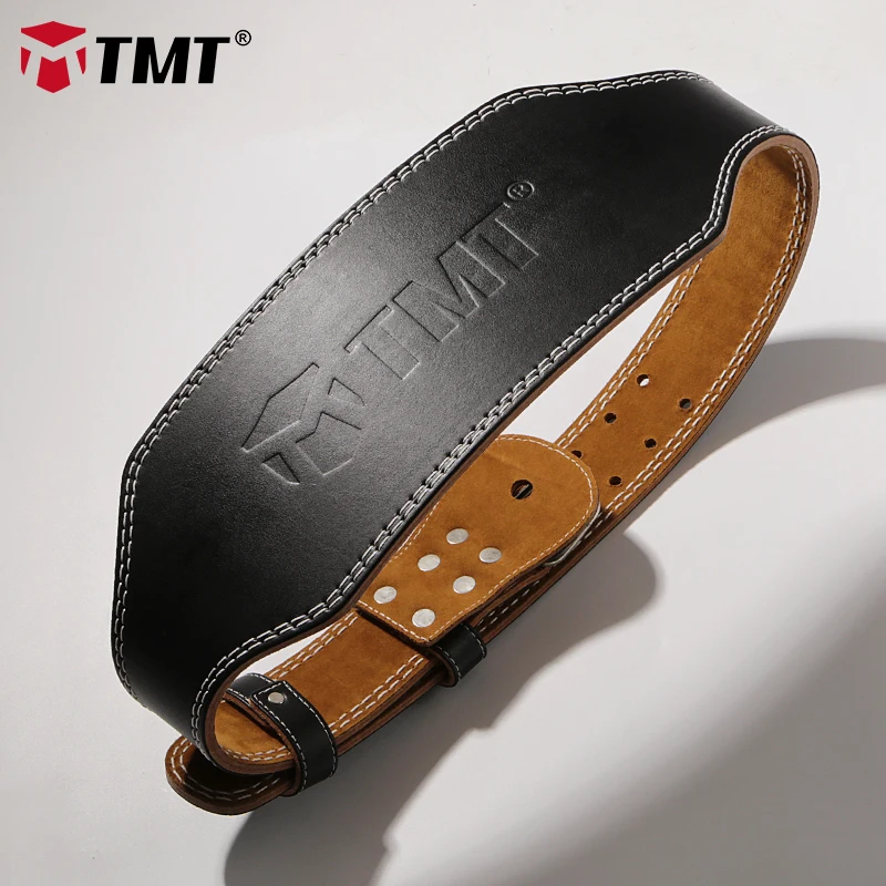 TMT Genuine Leather Weight Lifting Waist Support Belt for Gym Weights Fitness Powerlifting Dumbbells Training Lumbar Back Brace