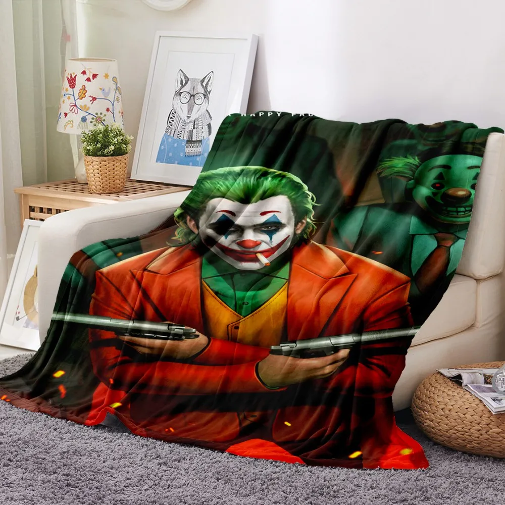 

Horror Series Home Warm Blanket Custom Joker Flannel Fleece Blanket Teens Boys Travel Office Bedding Soft Bedspread on Sofa Bed