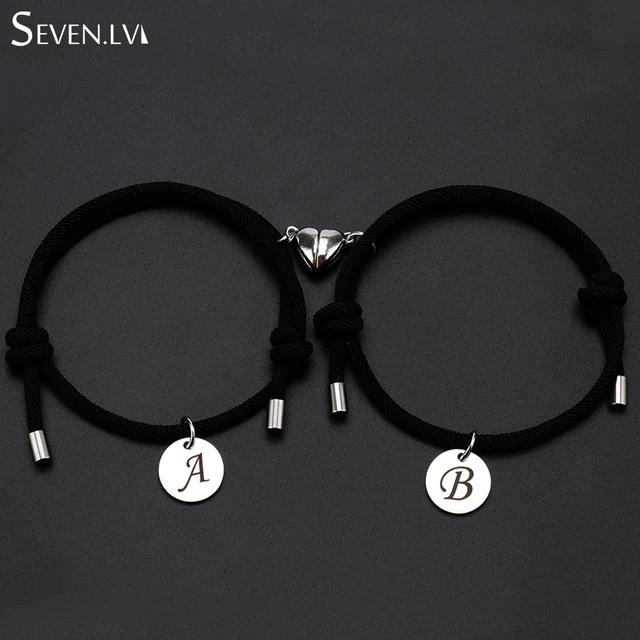 97999-277c6a.jpg 2 pièces/ensemble personnalisé 26 lettres charme couple Bracelet mode coeur aimant attirer tressé corde bracelets pour femmes hommes en gros