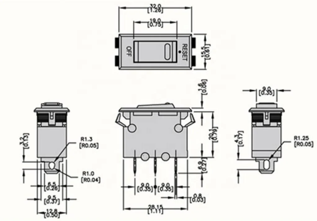 Srfghjs Interruptor basculante SS-001 Interruptor basculante rojo iluminado  Protector de sobrecarga térmica Disyuntor con luz (corriente nominal: 15A)