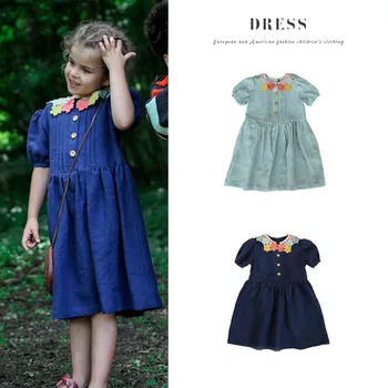 

EnkeliBB 2020 New Summer Girl Short Sleeve Vintage Style Tutu Dresses Kal**ka Children Brand Style Tutu Dress Baby Linen Dress
