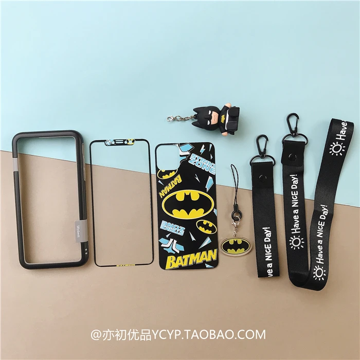 as picture Для iphone 11 pro Max мультфильм Монстры закаленное стекло flim+ мягкий бампер для iphone XS Max XR 7 6S 8plus чехол с принтом "Сейлор Мун"+ 2 ремешка - Цвет: as picture