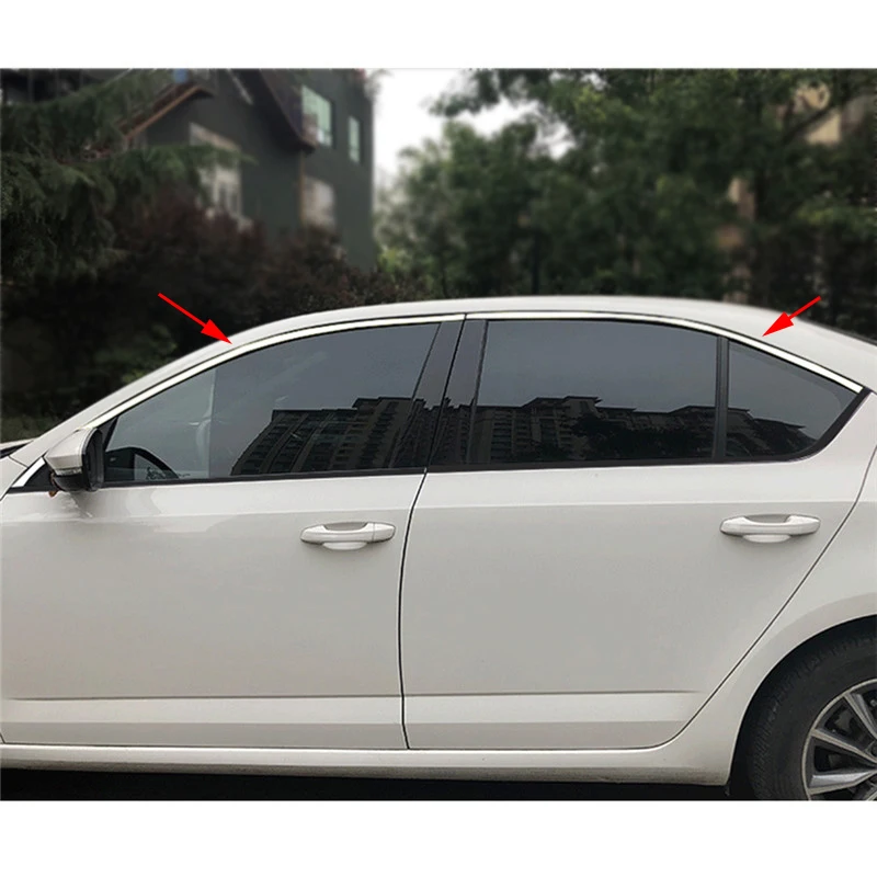 Накладка на окно автомобиля из нержавеющей стали для Skoda Octavia A7 хромированная декоративная оконная крышка авто Стайлинг - Название цвета: 4pcs