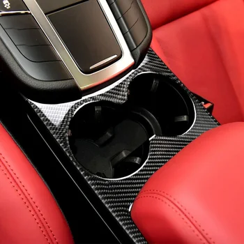 

Carbon Fiber Interior Water Cup Holder Cover Panel Trim Decor For Porsche Macan 2015-2018 Car Decoration Accessories