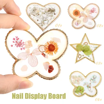 

4Pcs/set Phnom Penh Resin Nail Display Board Crystal Agate Palette Gel Polish Practice Board Nail Art Painting Gel Palette