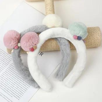 

DUOJIAOYAN Children Korean Plush Hair Accessories Pills Flannel Headband Pure Color Simple Hair Band Headwear For Kids
