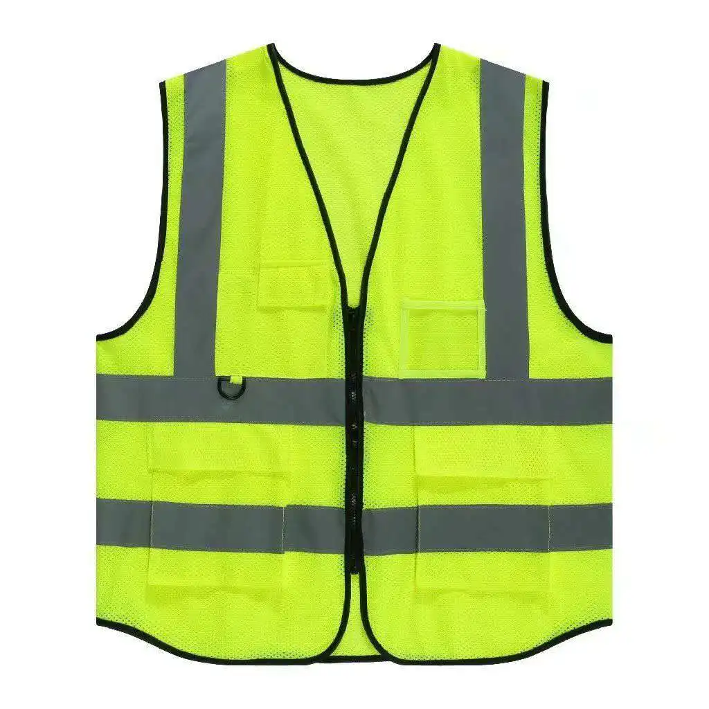 Reflective Safety Vest High Visibility Mesh with Pockets and Zipper Security Cycling Walking Sports Outdoor Construction