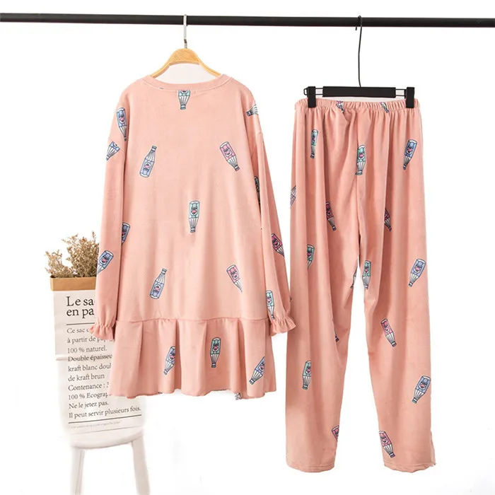 Женский Пижамный костюм размера плюс 5XL 6XL 200 Jin из кораллового флиса, супер мягкая ночная рубашка, женские элегантные комплекты со штанами, домашний сервис