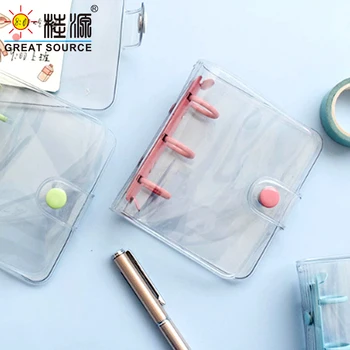 

Kawaii Transparent Ring Binder Folder Mini Journal Binder 3 Rings Pvc Clear Folder Small Size Diary Cover Journal Binder(2PCS)
